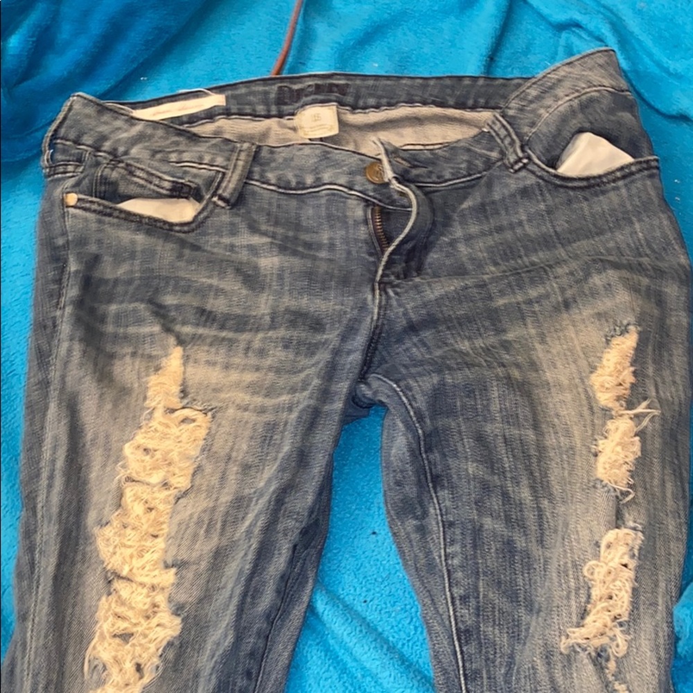 Distressed Blue Jeans